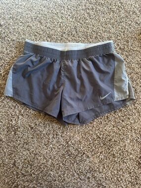Nike Women's Gray Athletic Shorts with Light Gray Panels